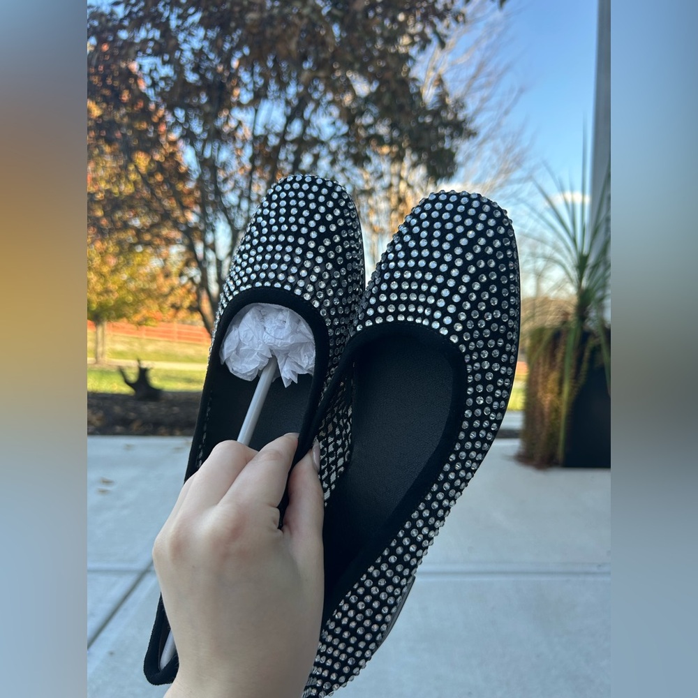 Black and Silver Studded Flats